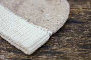 Braid Beanie - Handspun Wool - White/Oatmeal