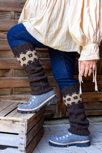 Geometric Leg Warmers - Browns - Naturally Dyed - Selection 2