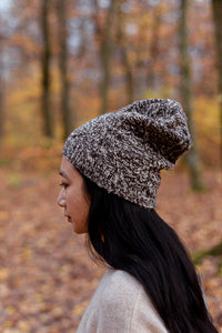 NEW!!! Diamond Cable Slouch Hat - Handspun Wool - Marled Brown