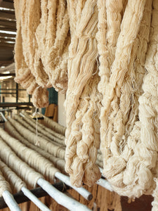 Handwoven Organic Cotton Shawl - Seed to Weave - Indigo and Myrobalan