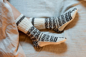 Bed Socks - Handspun Wool - White