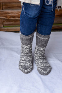 Boot Socks - Handspun Wool - Grey