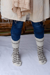 Boot Socks - Handspun Wool - Off-White