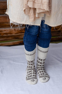 Boot Socks - Handspun Wool - Off-White