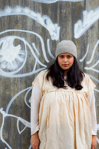 Braid Beanie - Handspun Wool - Grey/Grey