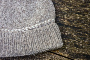 Braid Beanie - Handspun Wool - Grey/Grey