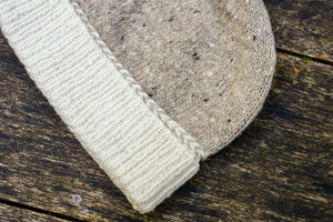 Braid Beanie - Handspun Wool - White/Oatmeal