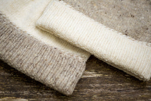 Braid Beanie - Handspun Wool - White/Oatmeal