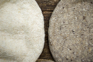 Braid Beanie - Handspun Wool - White/Oatmeal