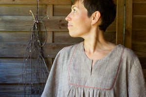 Bib Smock - Handwoven - Seed Pod Brown