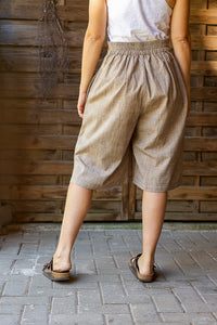 Boat Cropped Pant - Handwoven - Seed Pod Brown