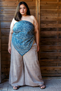 Butterfly Shawl - Resist Printed - Natural Indigo