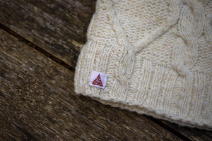 Diamond Cable Slouch Hat - Handspun Wool - Off-White