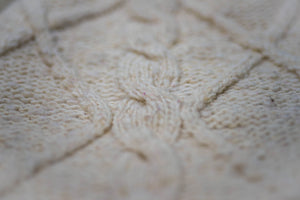 Diamond Cable Slouch Hat - Handspun Wool - Off-White