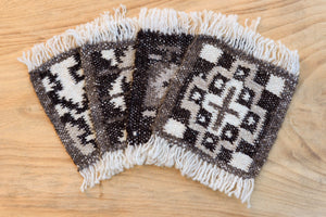 Coaster set-Handwoven wool-brown cross-OOAK