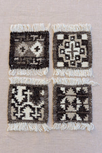 Coaster set-Handwoven wool-brown cross-OOAK