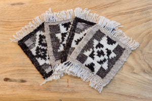 Coaster set-Handwoven wool-contrast multi star-OOAK
