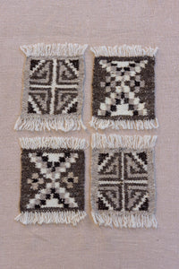 Coaster set-Handwoven wool-contrast multi flower-OOAK