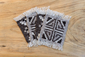 Coaster set-Handwoven wool-contrast multi flower-OOAK
