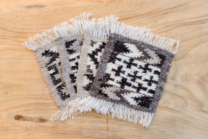 Coaster set-Handwoven wool-light multi arrow-OOAK