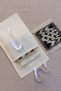 Coaster set-Handwoven wool-light multi arrow-OOAK