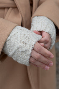 NEW!!! Diamond Cable Wrist Warmers - Handspun Wool - White