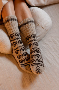 Bed Socks - Handspun Wool - Oat