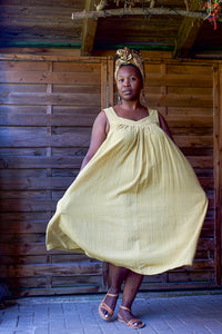 Float Dress - Handwoven Kala Cotton - Mustard