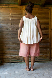 Boat Cropped Pant - Handwoven - Faded Red