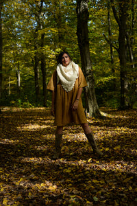 Triangle Shawl - Handspun Wool - Off-White