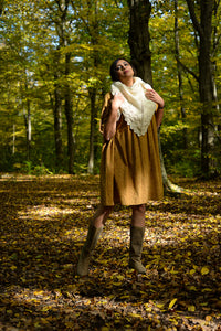 Triangle Shawl - Handspun Wool - Off-White