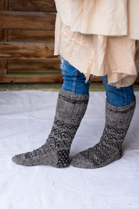 Boot Socks - Handspun Wool - Grey