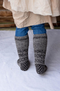 Boot Socks - Handspun Wool - Grey