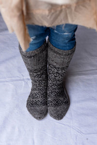 Boot Socks - Handspun Wool - Grey