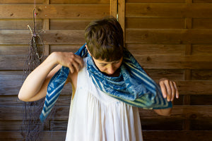Butterfly Shawl - Resist Printed - Natural Indigo