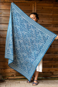 Butterfly Shawl - Resist Printed - Natural Indigo