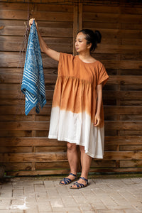Butterfly Shawl - Resist Printed - Natural Indigo