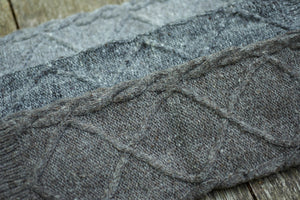 Diamond Cable Legwarmers - Handspun Wool - Greys