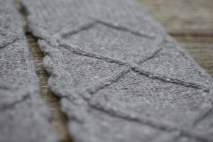 Diamond Cable Legwarmers - Handspun Wool - Greys