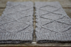 Diamond Cable Legwarmers - Handspun Wool - Greys