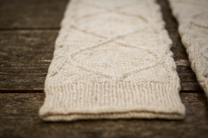 Diamond Cable Legwarmers - Handspun Wool - Off-White