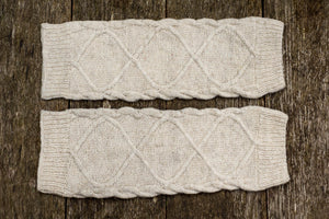 Diamond Cable Legwarmers - Handspun Wool - Off-White