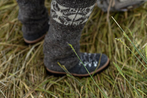 Star Legwarmers - Handspun Wool - Grey/White