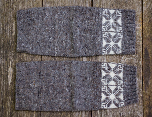 Star Legwarmers - Handspun Wool - Grey/White