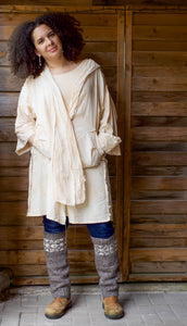 Star Legwarmers - Handspun Wool - Grey/White