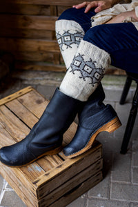 Geometric Leg Warmers - Whites -  Naturally Dyed - Selection 1