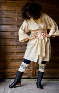 Geometric Leg Warmers - Whites -  Naturally Dyed - Selection 1