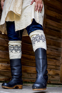 Geometric Leg Warmers - Whites -  Naturally Dyed - Selection 1