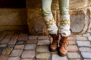 Geometric Leg Warmers - Whites - Naturally Dyed - Selection 3