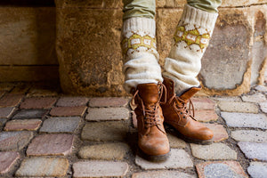 Geometric Leg Warmers - Whites - Naturally Dyed - Selection 3